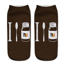 Women Funny Cute 3D Print Foods White Nutella Character Socks Unisex Happy Cartoon Donuts Biscuit Dessert Gift Sokken Dropship