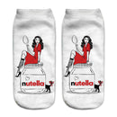 Women Funny Cute 3D Print Foods White Nutella Character Socks Unisex Happy Cartoon Donuts Biscuit Dessert Gift Sokken Dropship