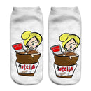 Women Funny Cute 3D Print Foods White Nutella Character Socks Unisex Happy Cartoon Donuts Biscuit Dessert Gift Sokken Dropship