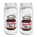 Women Funny Cute 3D Print Foods White Nutella Character Socks Unisex Happy Cartoon Donuts Biscuit Dessert Gift Sokken Dropship