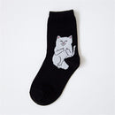 1 Pair Autumn Winter Women Cotton Socks Art Funny Alien Planet Creative Funny Cartoon Cat Breathable Socks Couple socks