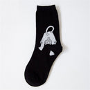1 Pair Autumn Winter Women Cotton Socks Art Funny Alien Planet Creative Funny Cartoon Cat Breathable Socks Couple socks