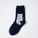 1 Pair Autumn Winter Women Cotton Socks Art Funny Alien Planet Creative Funny Cartoon Cat Breathable Socks Couple socks
