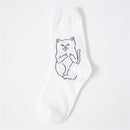 1 Pair Autumn Winter Women Cotton Socks Art Funny Alien Planet Creative Funny Cartoon Cat Breathable Socks Couple socks