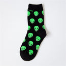 1 Pair Autumn Winter Women Cotton Socks Art Funny Alien Planet Creative Funny Cartoon Cat Breathable Socks Couple socks