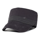Washed Cotton Military Caps Men Cadet Army Cap Unique Design Vintage Flat Top Hat