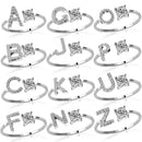 1PC Shining Rhinestone Mosaic 26 Letters Initial Ring New Fashion Opening Cuff Ring For Women Charm Jewelry Gift