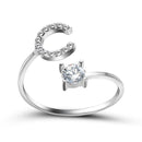 1PC Shining Rhinestone Mosaic 26 Letters Initial Ring New Fashion Opening Cuff Ring For Women Charm Jewelry Gift