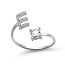 1PC Shining Rhinestone Mosaic 26 Letters Initial Ring New Fashion Opening Cuff Ring For Women Charm Jewelry Gift