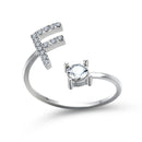 1PC Shining Rhinestone Mosaic 26 Letters Initial Ring New Fashion Opening Cuff Ring For Women Charm Jewelry Gift