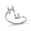1PC Shining Rhinestone Mosaic 26 Letters Initial Ring New Fashion Opening Cuff Ring For Women Charm Jewelry Gift