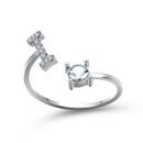 1PC Shining Rhinestone Mosaic 26 Letters Initial Ring New Fashion Opening Cuff Ring For Women Charm Jewelry Gift