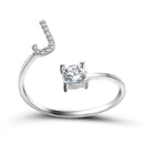 1PC Shining Rhinestone Mosaic 26 Letters Initial Ring New Fashion Opening Cuff Ring For Women Charm Jewelry Gift
