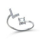 1PC Shining Rhinestone Mosaic 26 Letters Initial Ring New Fashion Opening Cuff Ring For Women Charm Jewelry Gift