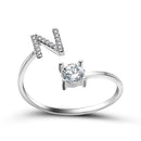 1PC Shining Rhinestone Mosaic 26 Letters Initial Ring New Fashion Opening Cuff Ring For Women Charm Jewelry Gift