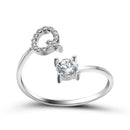1PC Shining Rhinestone Mosaic 26 Letters Initial Ring New Fashion Opening Cuff Ring For Women Charm Jewelry Gift