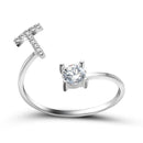 1PC Shining Rhinestone Mosaic 26 Letters Initial Ring New Fashion Opening Cuff Ring For Women Charm Jewelry Gift