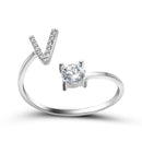1PC Shining Rhinestone Mosaic 26 Letters Initial Ring New Fashion Opening Cuff Ring For Women Charm Jewelry Gift