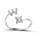 1PC Shining Rhinestone Mosaic 26 Letters Initial Ring New Fashion Opening Cuff Ring For Women Charm Jewelry Gift