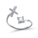 1PC Shining Rhinestone Mosaic 26 Letters Initial Ring New Fashion Opening Cuff Ring For Women Charm Jewelry Gift
