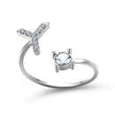 1PC Shining Rhinestone Mosaic 26 Letters Initial Ring New Fashion Opening Cuff Ring For Women Charm Jewelry Gift