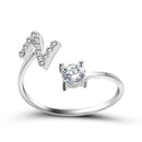 1PC Shining Rhinestone Mosaic 26 Letters Initial Ring New Fashion Opening Cuff Ring For Women Charm Jewelry Gift