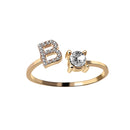 1PC Shining Rhinestone Mosaic 26 Letters Initial Ring New Fashion Opening Cuff Ring For Women Charm Jewelry Gift