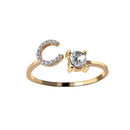 1PC Shining Rhinestone Mosaic 26 Letters Initial Ring New Fashion Opening Cuff Ring For Women Charm Jewelry Gift