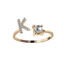 1PC Shining Rhinestone Mosaic 26 Letters Initial Ring New Fashion Opening Cuff Ring For Women Charm Jewelry Gift