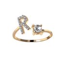1PC Shining Rhinestone Mosaic 26 Letters Initial Ring New Fashion Opening Cuff Ring For Women Charm Jewelry Gift