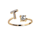 1PC Shining Rhinestone Mosaic 26 Letters Initial Ring New Fashion Opening Cuff Ring For Women Charm Jewelry Gift