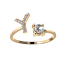 1PC Shining Rhinestone Mosaic 26 Letters Initial Ring New Fashion Opening Cuff Ring For Women Charm Jewelry Gift