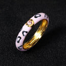 10 Colors Simple Style Enamel Ring Paved With Shiny Cubic Zircon Stone Fashion Wed Engage Ring For Women