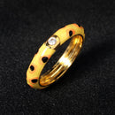 10 Colors Simple Style Enamel Ring Paved With Shiny Cubic Zircon Stone Fashion Wed Engage Ring For Women