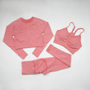 Seamless Yoga Set Women Workout Sportswear Gym Clothing Fitness Long Sleeve Crop Top High Waist Leggings+ Bra Sports Suits