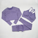 Seamless Yoga Set Women Workout Sportswear Gym Clothing Fitness Long Sleeve Crop Top High Waist Leggings+ Bra Sports Suits