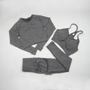 Seamless Yoga Set Women Workout Sportswear Gym Clothing Fitness Long Sleeve Crop Top High Waist Leggings+ Bra Sports Suits