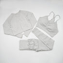 Seamless Yoga Set Women Workout Sportswear Gym Clothing Fitness Long Sleeve Crop Top High Waist Leggings+ Bra Sports Suits