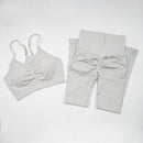 Seamless Yoga Set Women Workout Sportswear Gym Clothing Fitness Long Sleeve Crop Top High Waist Leggings+ Bra Sports Suits
