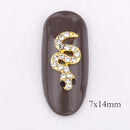 10 Pcs 3D Glitter Rhinestones Covering Gold silver Snake Design Nail Art Black Strass Decorations For Alloy Nail Supplies