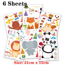 Kids DIY Stickers Puzzle Games Make-a-Face Princess Animal Dinosaur Assemble  Jigsaw Children Recognition Training Education Toy