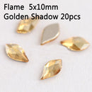 20pcs Pear Flame Nail Mix Color Rhinestones Gems Diamond Gold Bottom Flat Back Nail art Strass Stone 3D Charms Nails Accessories