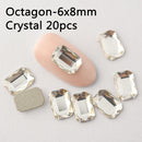 20pcs Nail Rhinestones Rectangle Flat Back Crystal Shiny 3D Strass Gem Stone Manicure Nail Art Decoration Charms Jewelry