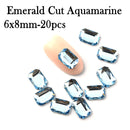 20pcs Nail Rhinestones Rectangle Flat Back Crystal Shiny 3D Strass Gem Stone Manicure Nail Art Decoration Charms Jewelry
