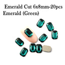 20pcs Nail Rhinestones Rectangle Flat Back Crystal Shiny 3D Strass Gem Stone Manicure Nail Art Decoration Charms Jewelry