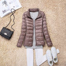 Women 90% White Duck Down Jacket Autumn Female Ultra Light Down Jackets Slim Solid Long Sleeve Hooded Parkas Candy Color