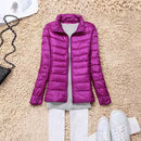 Women 90% White Duck Down Jacket Autumn Female Ultra Light Down Jackets Slim Solid Long Sleeve Hooded Parkas Candy Color