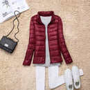 Women 90% White Duck Down Jacket Autumn Female Ultra Light Down Jackets Slim Solid Long Sleeve Hooded Parkas Candy Color