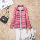 Women 90% White Duck Down Jacket Autumn Female Ultra Light Down Jackets Slim Solid Long Sleeve Hooded Parkas Candy Color