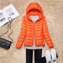 Women 90% White Duck Down Jacket Autumn Female Ultra Light Down Jackets Slim Solid Long Sleeve Hooded Parkas Candy Color